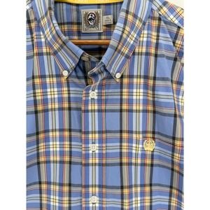Cinch Mens XL Blue Plaid Long Sleeve Button Down Shirt Western Logo Pocket